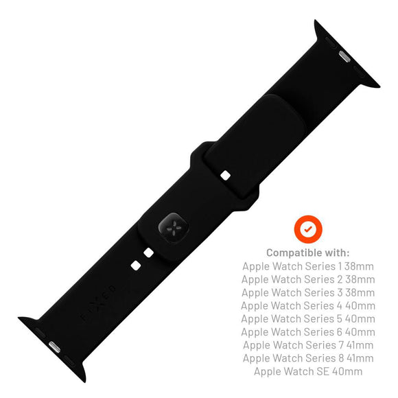 Apple Watch (38/40/SE/41/42mm) Fixed Sporty Silikone Rem Sæt - Sort