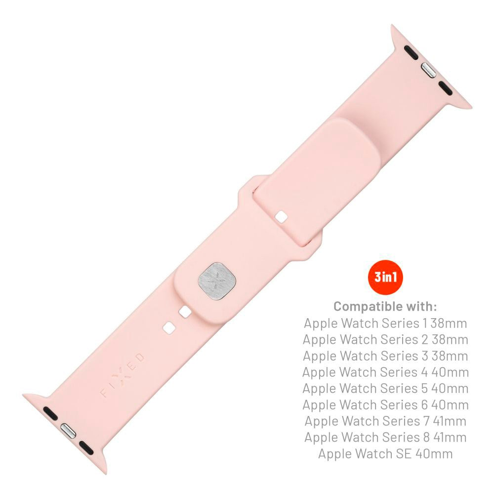 Apple Watch (38/40/SE/41/42mm) Fixed Sporty Silikone Rem Sæt - Lyserød