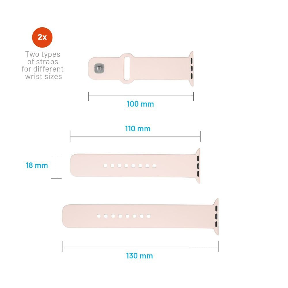 Apple Watch (38/40/SE/41/42mm) Fixed Sporty Silikone Rem Sæt - Lyserød