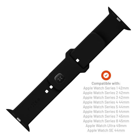 Apple Watch (42/44/SE/45/46/49mm) Fixed Wide Sporty Silikone Rem Sæt - Sort