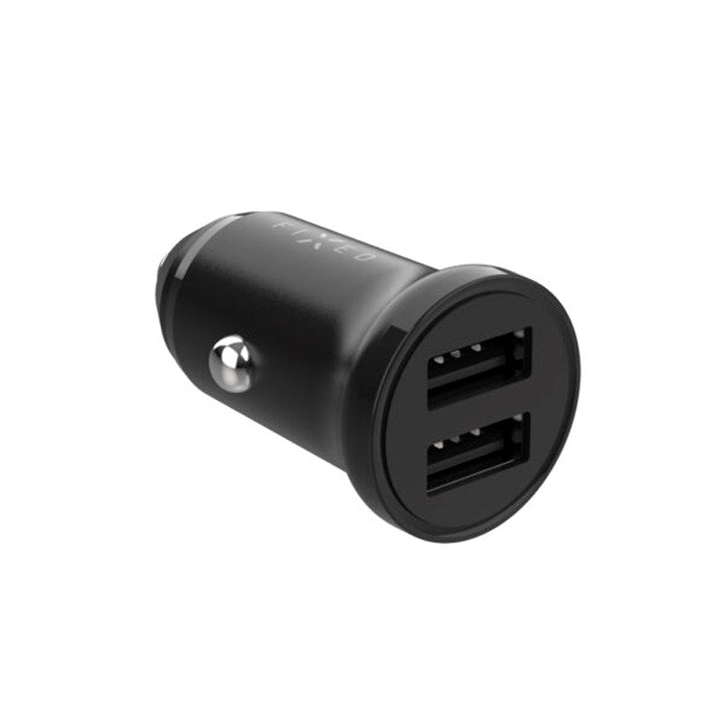 Fixed Mini Biloplader 2x USB-A / 1x USB-C Kabel 15W - 1m - Sort