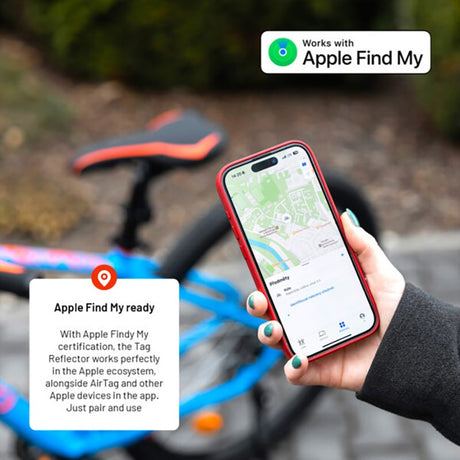 Fixed Tag Bike Tracker - Bluetooth GPS Tracker – Apple Find My Kompatibel - Sort / Rød