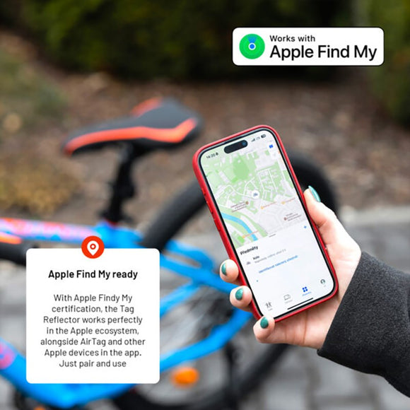 Fixed Tag Bike Tracker - Bluetooth GPS Tracker – Apple Find My Kompatibel - Sort / Rød