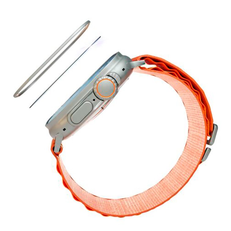Apple Watch Ultra 4/3/2/1 (49mm) Fixed Safirglas Skærmbeskyttelse m. Metalramme - Gennemsigtig