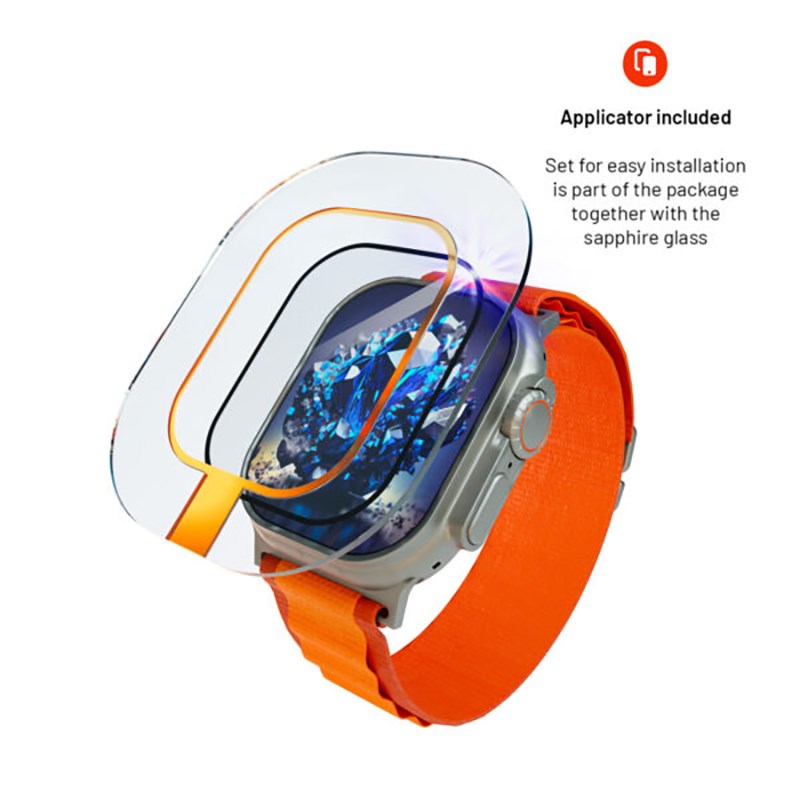 Apple Watch Ultra 4/3/2/1 (49mm) Fixed Safirglas Skærmbeskyttelse m. Metalramme - Gennemsigtig