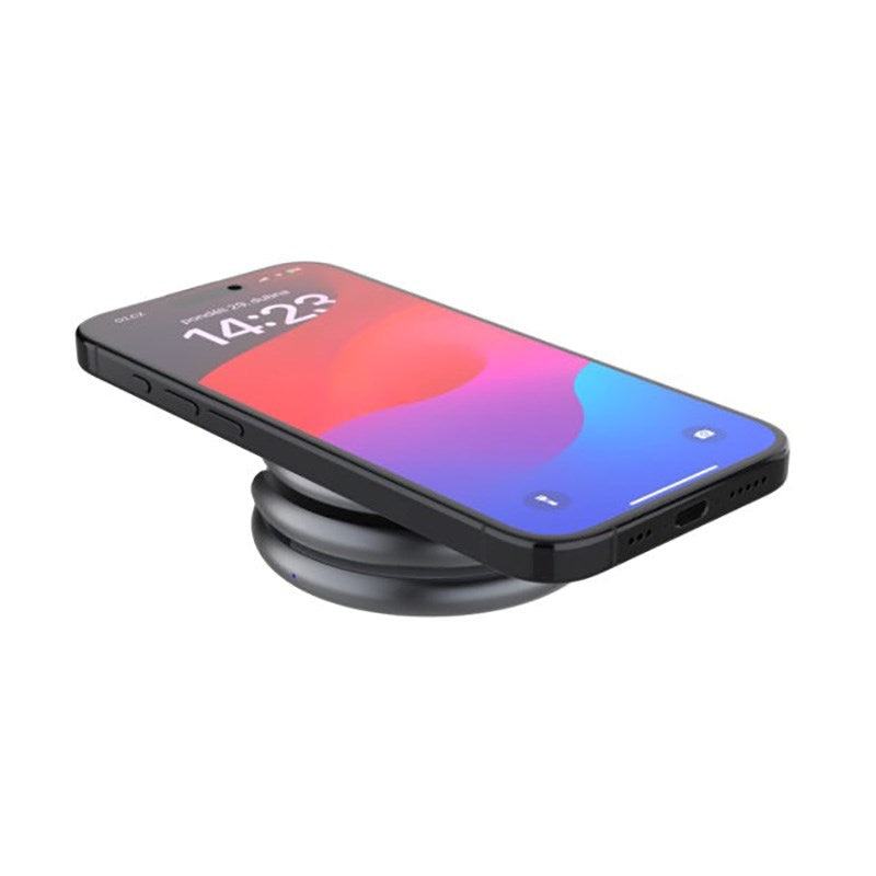 Fixed MagFlex Round Foldbar 3-i-1 Trådløs Oplader - Mobil / Høretelefoner / Smartwatch - MagSafe Kompatibel - Grå