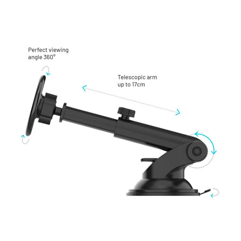 Fixed MagMount Magnetisk Mobilholder til Instrumentbræt / Forrude - MagSafe Kompatibel - Sort
