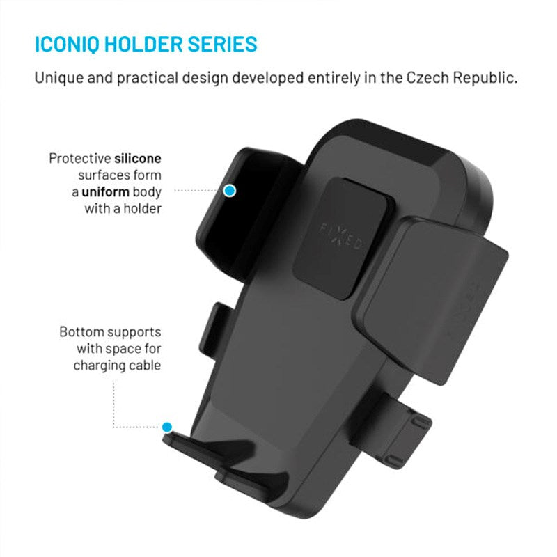 Fixed Iconiq Flex XL (Maks. Mobil Bredde: 5.3 - 8.3 cm) Mobilholder til Instrumentbræt / Forrude - Sort