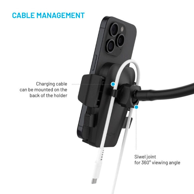 Fixed Iconiq Flex XL (Maks. Mobil Bredde: 5.3 - 8.3 cm) Mobilholder til Instrumentbræt / Forrude - Sort