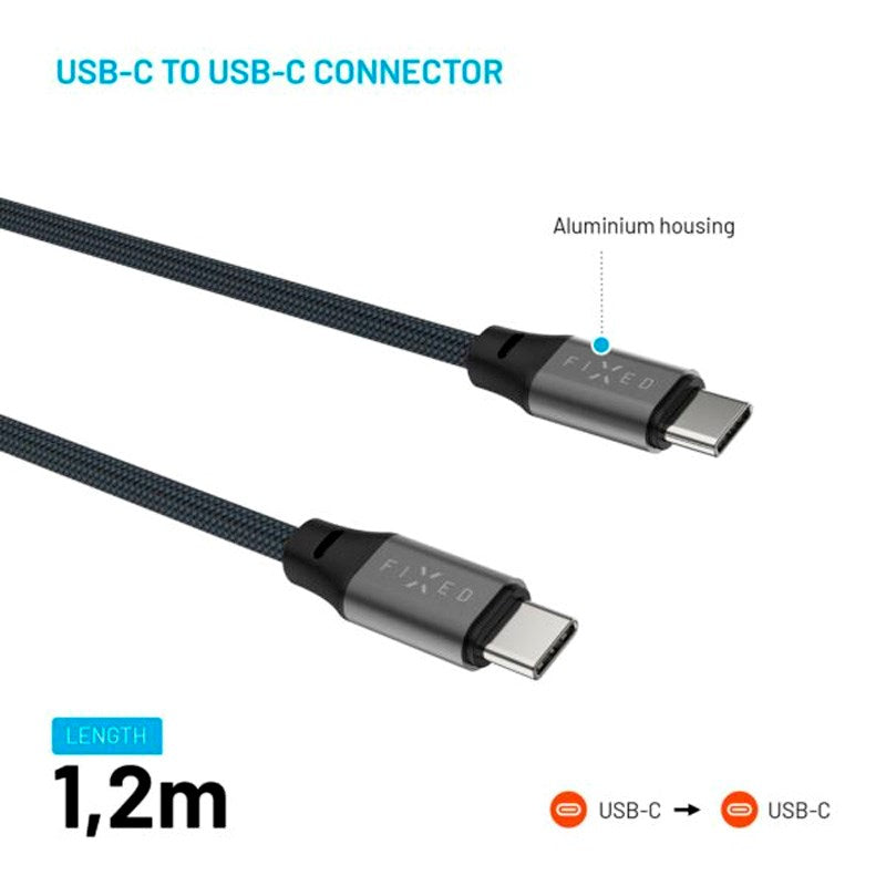 Fixed Magnetic USB-C til USB-C Kabel 240W - 1.2m - Sort