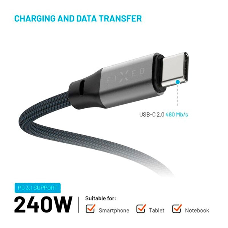 Fixed Magnetic USB-C til USB-C Kabel 240W - 1.2m - Sort - (DEMO)