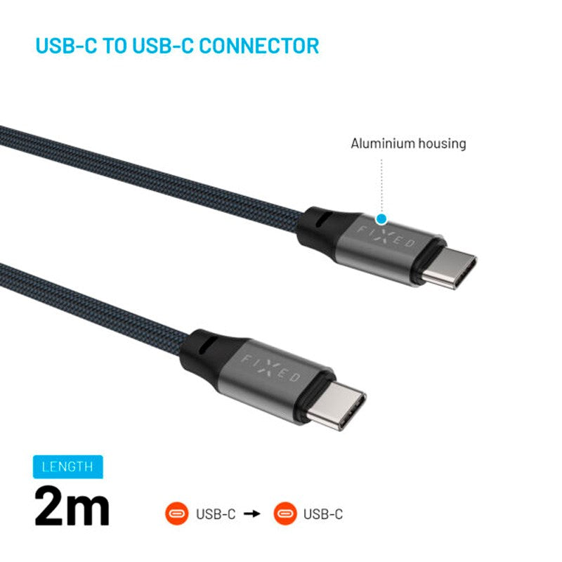 Fixed Magnetic USB-C til USB-C Kabel 240W - 2m - Sort