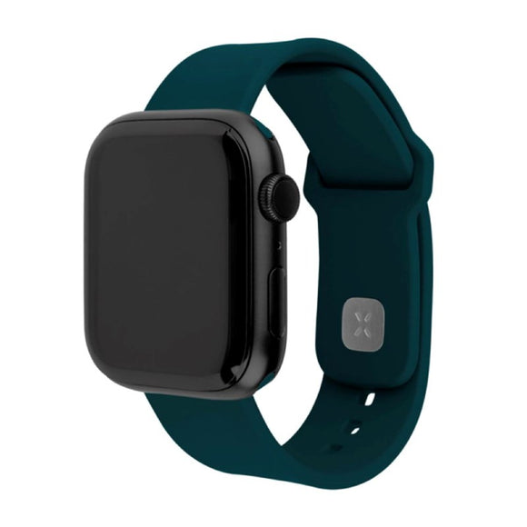 Apple Watch (42 / 44 / SE / 45 / 46 / 49mm) Fixed Sporty Silikone Rem Sæt - Mørkegrøn