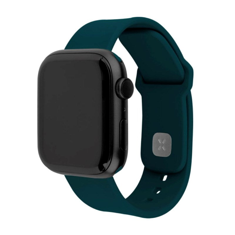 Apple Watch (38 / 40 / SE / 41 / 42mm) Fixed Sporty Silikone Rem Sæt - Mørkegrøn
