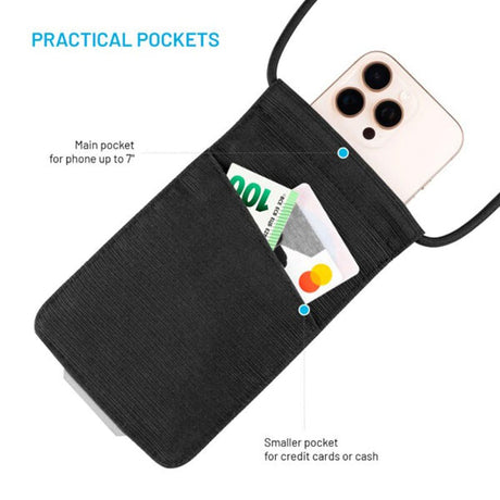 Fixed Mobiltaske m. Snor (105 x 185mm) - Sort