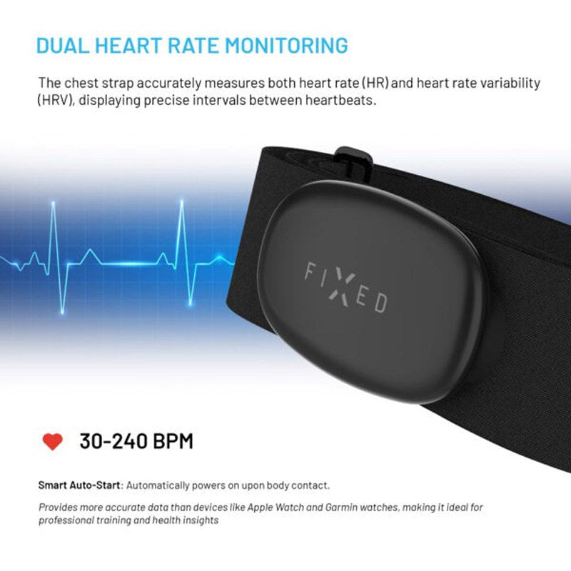 Fixed Puls Dual - Pulsmåler m. Brystrem (HR & HRV) - Sort