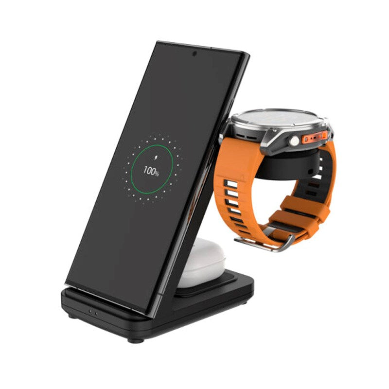 Fixed 3-i-1 Trådløs Oplader til Garmin Smartwatch - Sort