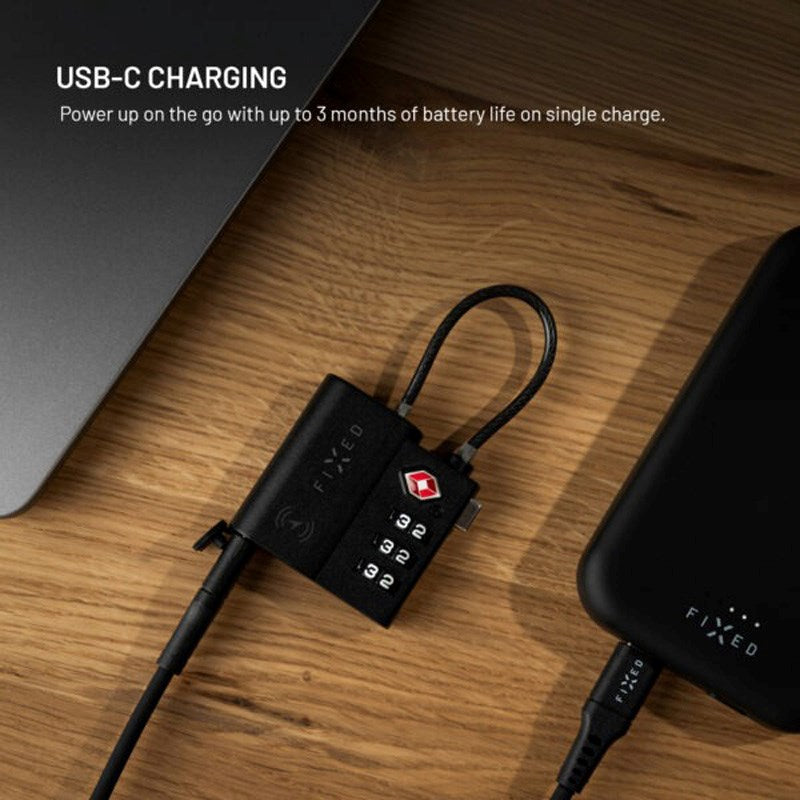 Fixed GPS & Bluetooth Tracker - TSA-Godkendt Hængelås - Apple Find My Kompatibel - Sort