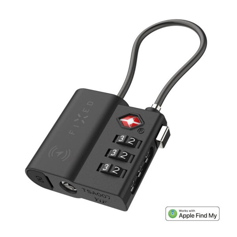 Fixed GPS & Bluetooth Tracker - TSA-Godkendt Hængelås - Apple Find My Kompatibel - Sort