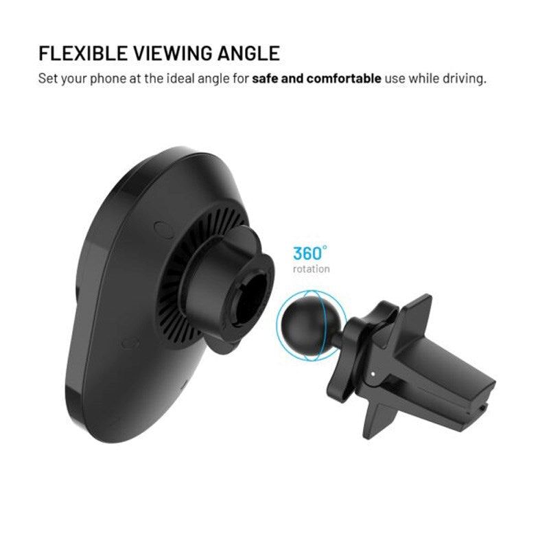 Fixed Magnetisk Mobilholder til Bil - 15W Trådløs Opladning - MagSafe / Qi2 Kompatibel - Sort