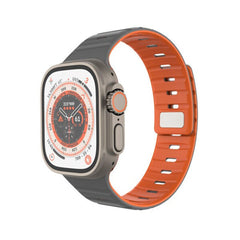 Apple Watch (42/44/SE/45/46/49mm) Fixed Magnetisk Silikone Rem - Grå / Orange