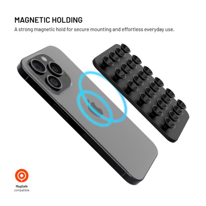 Fixed MagMate Mobilholder - Silikone Sugekop - MagSafe Kompatibel - Sort