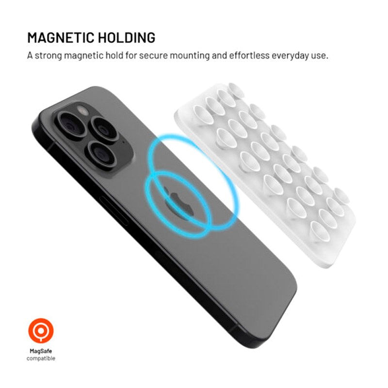 Fixed MagMate Mobilholder - Silikone Sugekop - MagSafe Kompatibel - Hvid