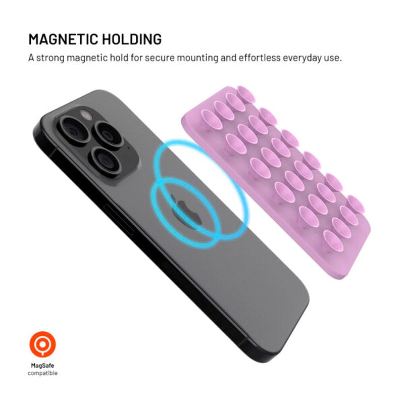 Fixed MagMate Mobilholder - Silikone Sugekop - MagSafe Kompatibel - Lyserød