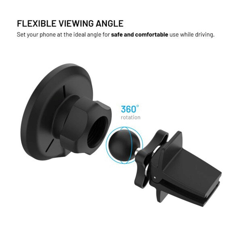 Fixed Mobilholder til Bil m. 15W Trådløs Opladning - Ventilationsgitter - Sort