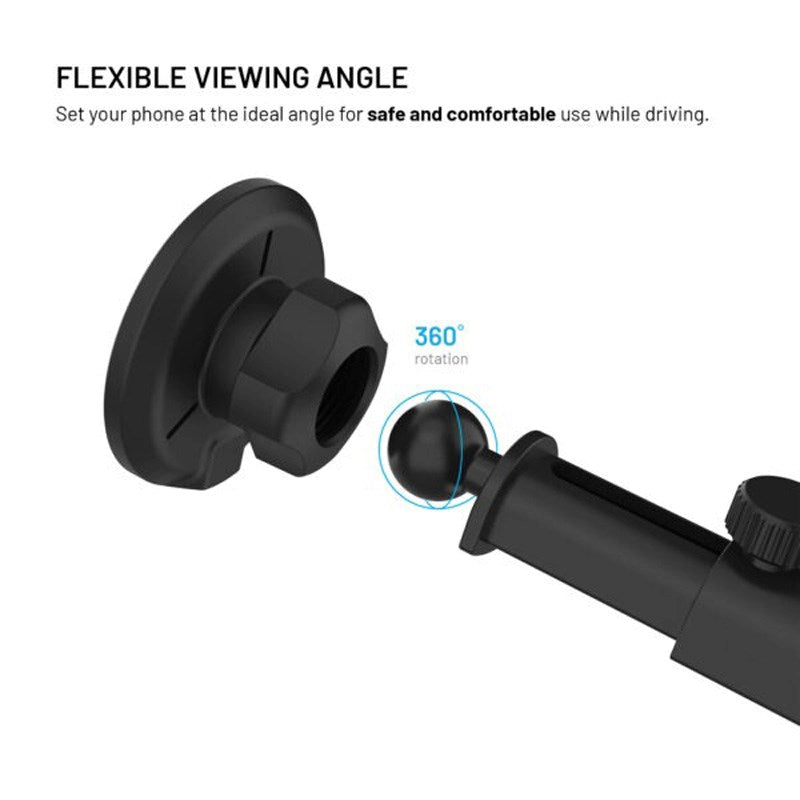 Fixed Mobilholder til Bil m. 15W Trådløs Opladning - Forrude / Instrumentbræt - Sort