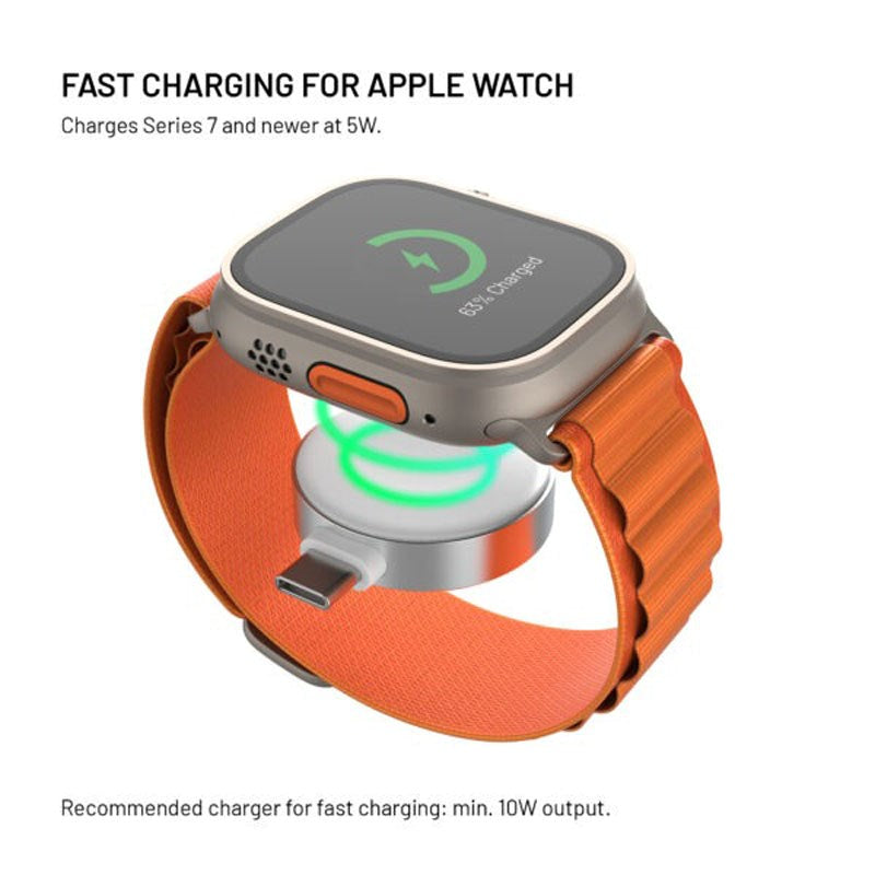 Fixed 5W Apple Watch Trådløs Oplader m. USB-C - Hvid