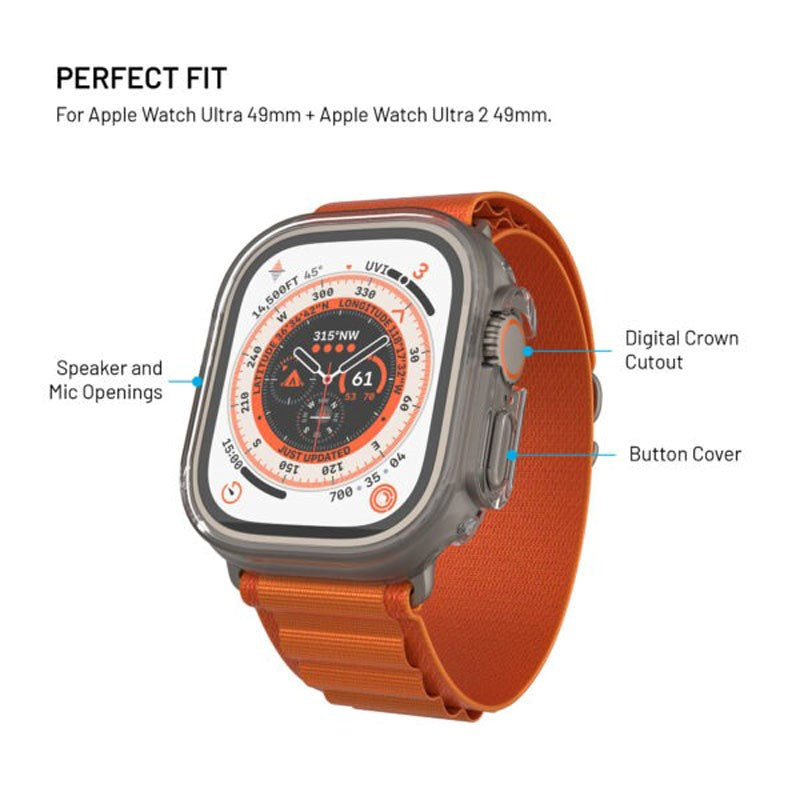 Apple Watch Ultra 3 / 2 / 1 (49mm) Fixed Cover m. Indbygget Skærmbeskyttelse - Gennemsigtig
