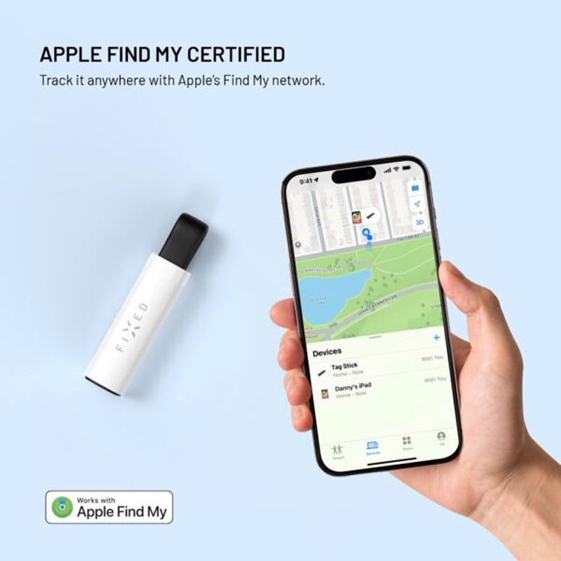 Fixed Sporingsenhed m. USB-C Opladning - Apple Find My Kompatibel - Hvid