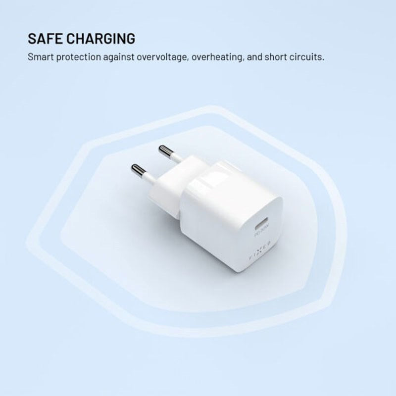Fixed 30W Mini Vægoplader m. USB-C & PD - Hvid
