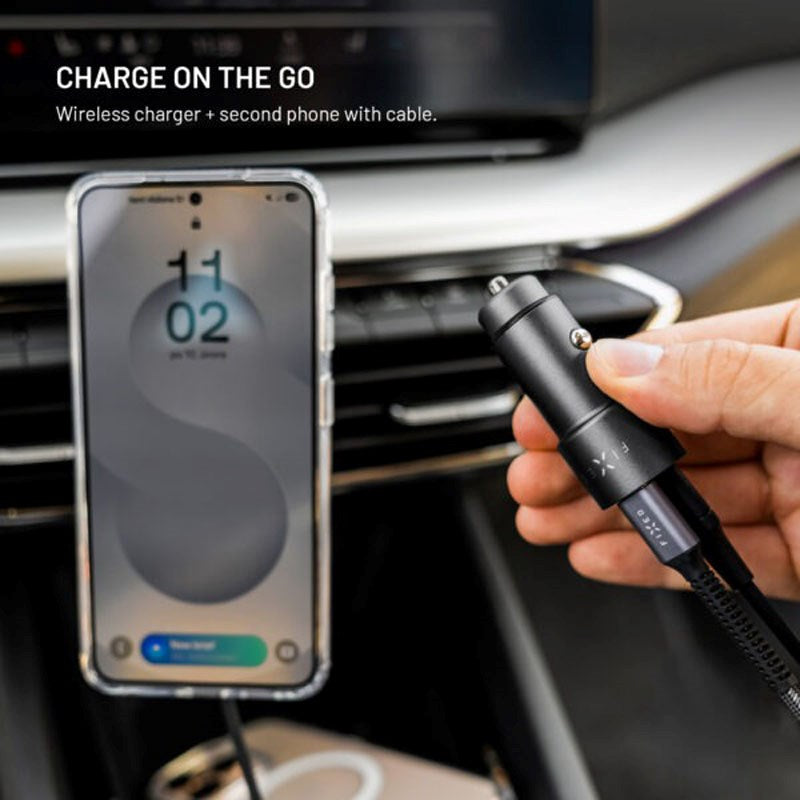 Fixed Biloplader 65W m. 2 x USB-C - Sort