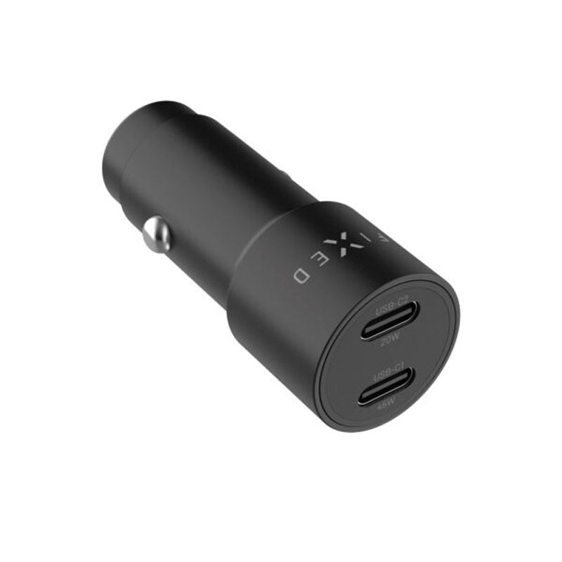 Fixed Biloplader 65W m. 2 x USB-C - Sort