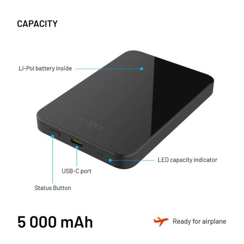 Fixed MagZen Qi2 Trådløs Powerbank 5.000 mAh - Sort