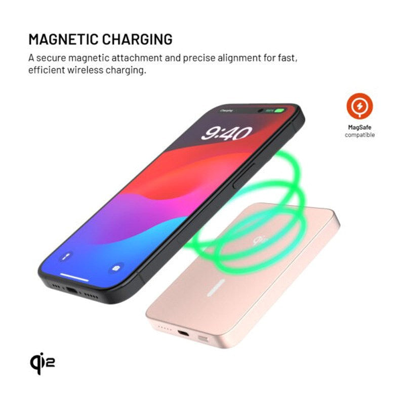 Fixed MagZen Qi2 Trådløs Powerbank 5.000 mAh - Lyserød