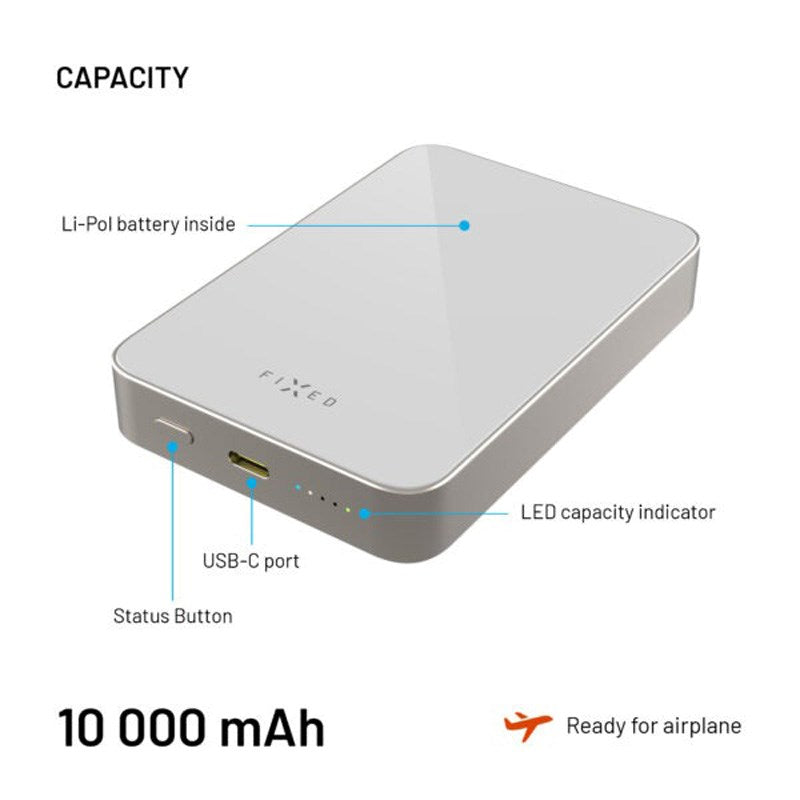 Fixed MagZen Qi2 Trådløs Powerbank 10.000 mAh - Grå