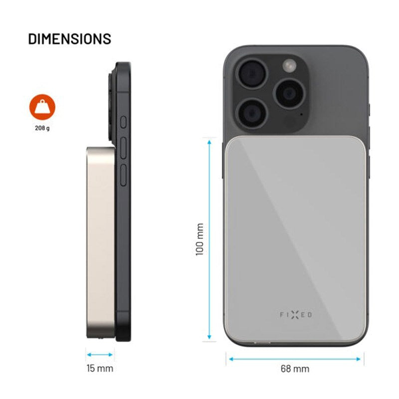 Fixed MagZen Qi2 Trådløs Powerbank 10.000 mAh - Grå