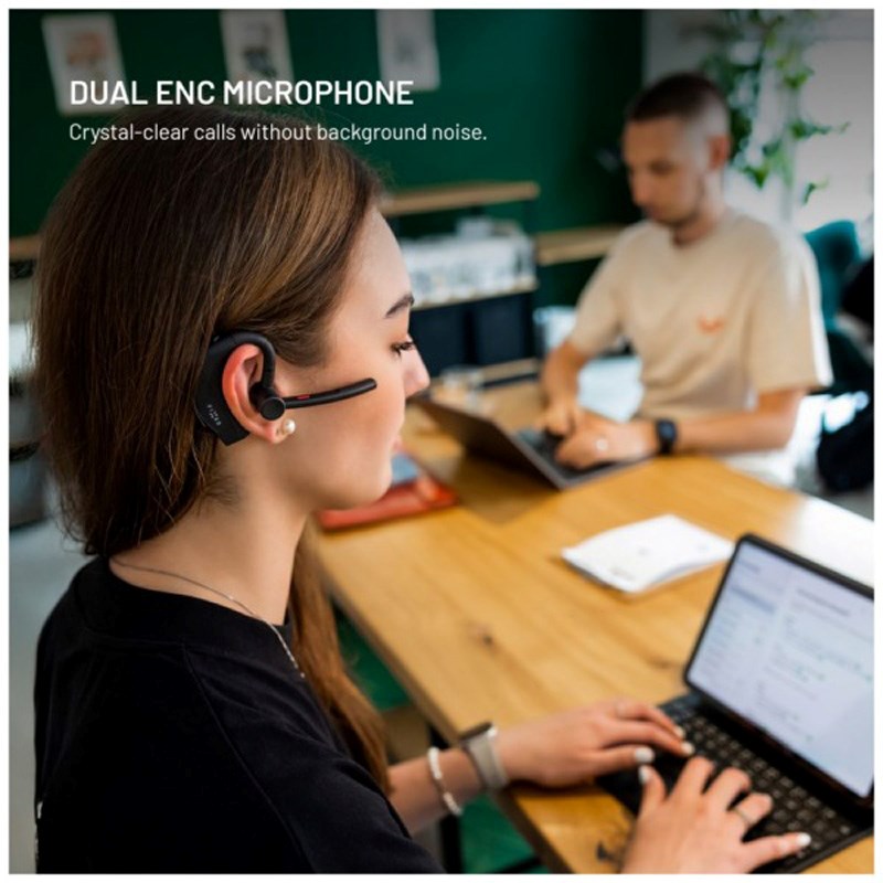 Fixed Talk Pro Trådløst Headset m. ENC - Open-Ear - Sort