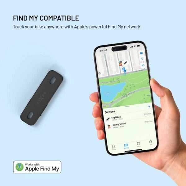 Fixed GPS & Bluetooth Tracker til Cykelmontering - Apple Find My Kompatibel - Sort