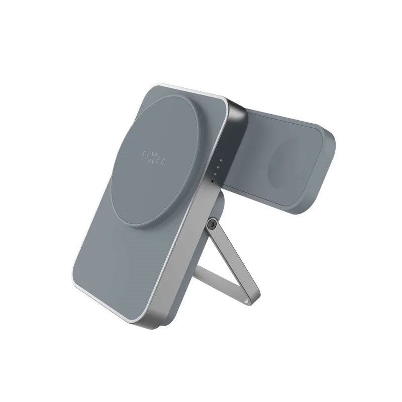 Fixed MagZen 5 20W Qi2 PowerBank m. Ståfunktion & Apple Watch Oplader - MagSafe Kompatibel - 5000 mAh - Grå