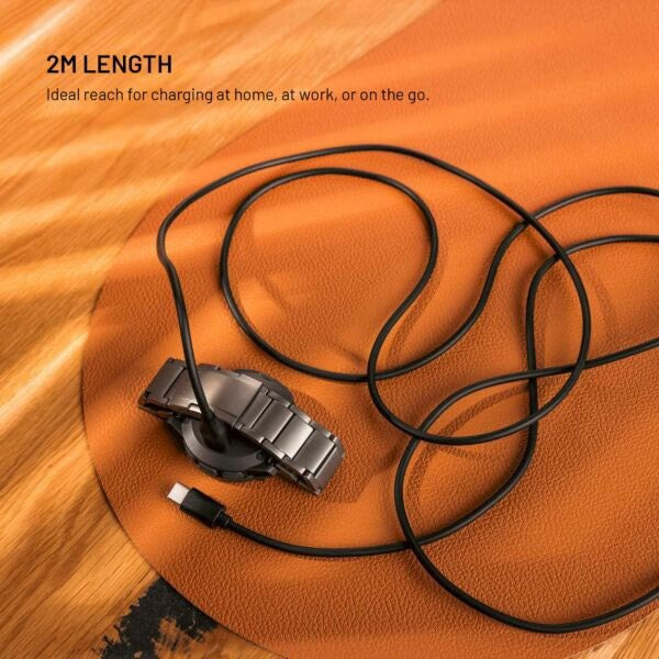 Fixed USB-C Ladekabel til Garmin Smartwatch - 2m - Sort