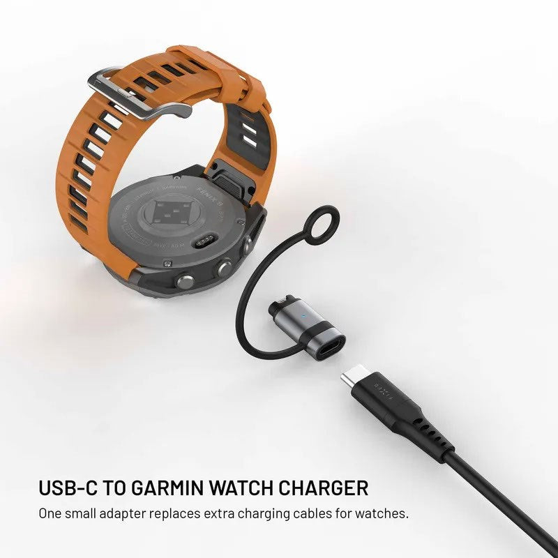 Fixed USB-C Kabel til Garmin Smartwatch Adapter - Sort