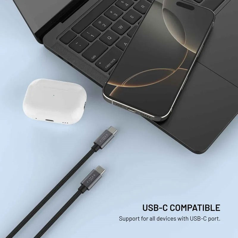 Fixed USB-C Opladningskabel til Apple Watch & Samsung Galaxy Watch - 1.5m - Sort