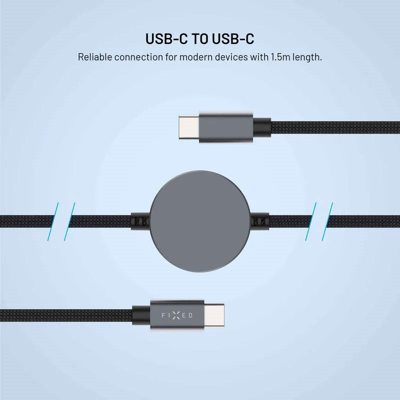 Fixed USB-C Opladningskabel til Apple Watch & Samsung Galaxy Watch - 1.5m - Sort