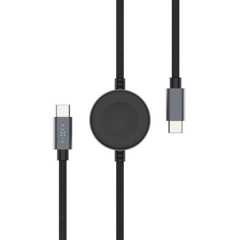 Fixed USB-C Opladningskabel til Apple Watch & Samsung Galaxy Watch - 1.5m - Sort