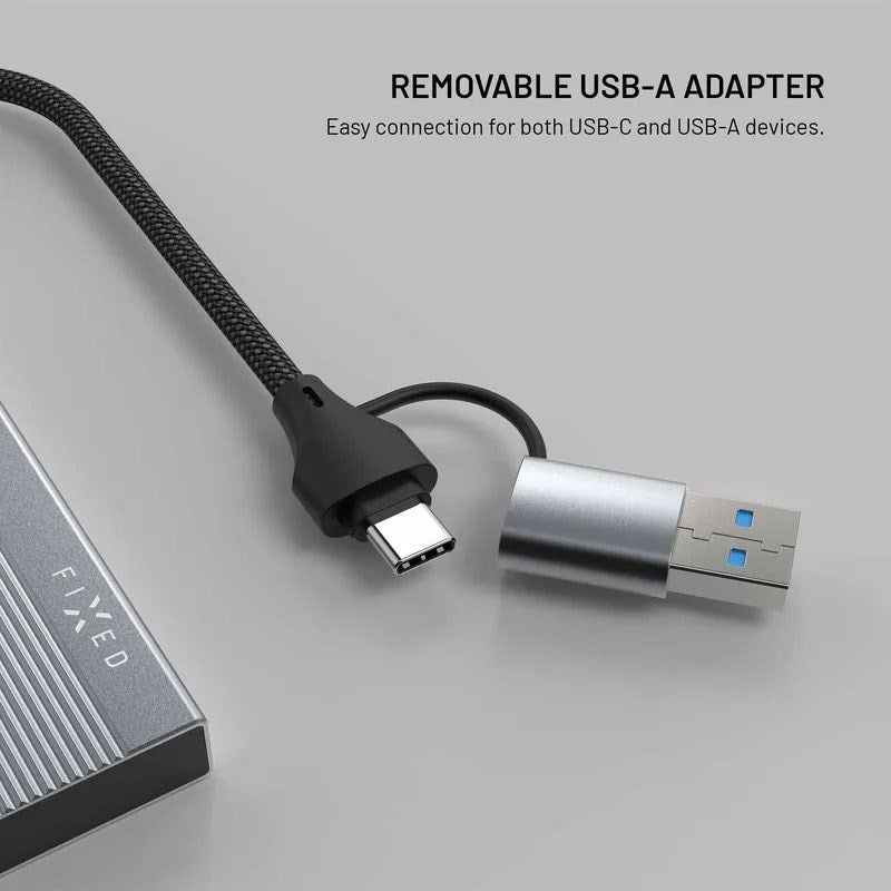 Fixed 4-i-1 USB-C Multiport m. 2 x USB-A 2 x USB-C - Sølv