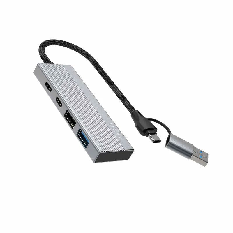 Fixed 4-i-1 USB-C Multiport m. 2 x USB-A 2 x USB-C - Sølv